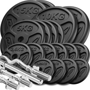 Zestaw gryfów wzmocnionych i obciążeń slim 113 kg - Marbo Sport 1