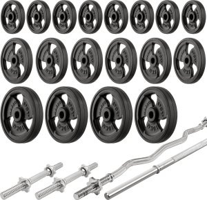 Zestaw MH10_166KG_KIER_G 2.0 | Ławka dwustronna + stojaki wielopoziomowe + ławka scotta + zestaw gryfów i obciążeń gumowanych - Marbo Sport 5