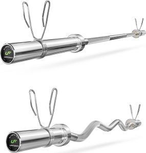 Marbo Sport Zestaw 55kg | Gryf olimpijski 180cm + gryf olimpijski lekko łamany 120cm + obciążenia olimpijskie  4x5kg, 2x2,5kg, 4x1,25kg - Marbo Sport 6