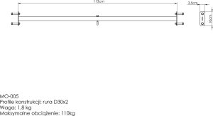 Drążek prosty zewnętrzny z uchwytem na worek MO-005 - Marbo Sport 2