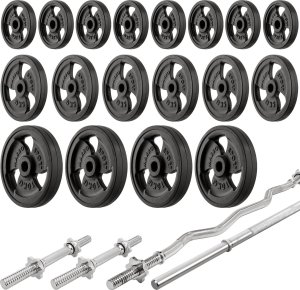Marbo Sport Zestaw MS36_2.0_113KG_G | Dwustronnie regulowana ławka treningowa + stojaki bramowe + modlitewnik + prasa + wyciąg + zestaw gryfów i obciążeń gumowanych 113 kg - Marbo Sport 7