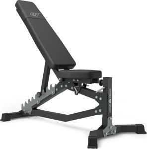 Marbo Sport Zestaw MS30_2.0_83KG_G | Dwustronnie regulowana ławka treningowa + wielopoziomowe stojaki (2 sztuki) pod sztangę z asekuracją  + zestaw gryfów i obciążeń gumowanych 83 kg - Marbo Sport 2