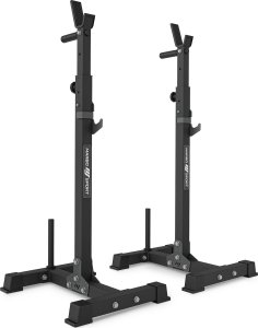 Marbo Sport Zestaw MS30_2.0_83KG_G | Dwustronnie regulowana ławka treningowa + wielopoziomowe stojaki (2 sztuki) pod sztangę z asekuracją  + zestaw gryfów i obciążeń gumowanych 83 kg - Marbo Sport 3