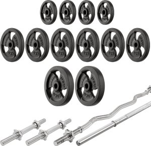 Marbo Sport Zestaw MS8_2.0_83KG | Dwustronnie regulowana ławka treningowa + wielopoziomowe stojaki (2 sztuki) + zestaw gryfów i obciążeń 83 kg - Marbo Sport 4