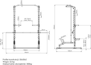 Maszyna Smitha z drążkiem do podciągania i poręczami do dipów MS-U105 2.0 - Marbo Sport 7