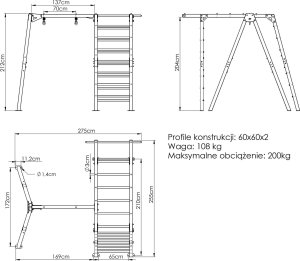 Marbo Sport Drabinka PREMIUM - MO-016 + Huśtawka 1-stanowiskowa PREMIUM do drabinki - MO-017 - Marbo Sport 9