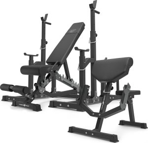 Zestaw MS5_2.0 | Ławka dwustronna + stojaki regulowane + Ławka Scotta (modlitewnik) z regulacją podparcia Marbo Sport 1