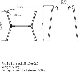 Huśtawka 1-stanowiskowa na łożyskach (stelaż) PREMIUM MO-012 - Marbo Sport 10