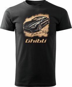 Koszulka samochodowa z samochodem Maserati Ghibli męska czarna REGULAR L 1