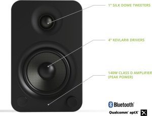 KANTO AUDIO 4" DRIVER - POWERED SPEAKERS WITH BLUETOOTH® AND PHONO PREAMP - MATTE BLACK (INCL. TYPE F & G POWER CORDS) 2