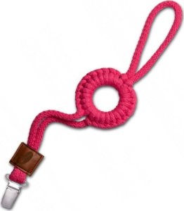Hi Little One - sznurkowa zawieszka z kółkiem do smoczka Pacifier holder with RING Raspberry 1