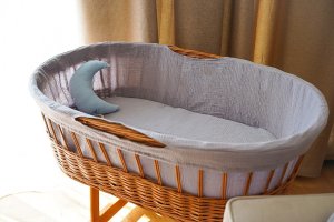 Hi Little One kosz Mojżesza wiklinowy wysoki ze stelażem + liner + materac + prześcieradło 5in1 TIFFANY 5