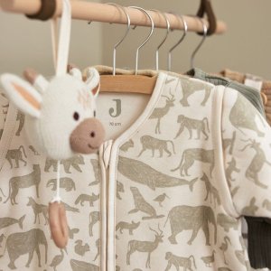 Jollein śpiworek niemowlęcy do spania całoroczny z odpinanymi rękawami 4 Pory Roku ANIMALS OLIVE GREEN 70 cm 2