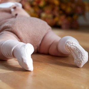GoBabyGo antypoślizgowe skarpetki do nauki chodzenia BAMBOO Soft Pink 6 m+ 5
