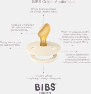Bibs BIBS COLOUR ANATOMICAL 2-PACK IVORY & SAGE S Smoczek ortodontyczny kauczuk Hevea 2