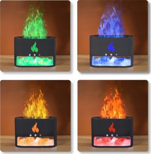 DYFUZOR NAWILŻACZ POWIETRZA LAMPKA NOCNA LED EFEKT PŁOMIENIA KOMINEK + SÓL [FH-01] 6