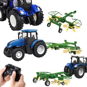 TRAKTOR ZDALNIE STEROWANY Z PRZYCZEPĄ CIĄGNIK ROLNICZY NA PILOT LED DUŻY 1