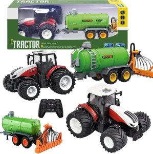 TRAKTOR ZDALNIE STEROWANY Z PRZYCZEPĄ NA PILOT CIĄGNIK ROLNICZYŚWIATŁO RC 1