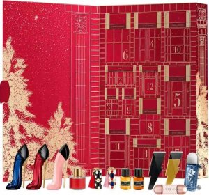 SET CAROLINA HERRERA Advent Calendar Fabulous Kiss The Lipstick Sheer 171 Rosy Date 1g + 410 Alegria 1g + Good Girl Blush EDP spray 7ml + Very Good Girl EDP spray 7ml + 212 Heroses EDT 7ml + 212 VIP Rose EDP 5ml + True Oud EDP spray 5ml + Stallion Leather 1