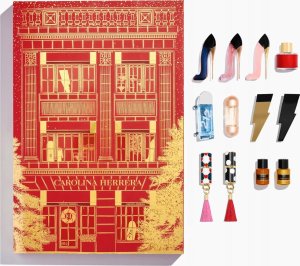 SET CAROLINA HERRERA Advent Calendar Fabulous Kiss The Lipstick Sheer 171 Rosy Date 1g + 410 Alegria 1g + Good Girl Blush EDP spray 7ml + Very Good Girl EDP spray 7ml + 212 Heroses EDT 7ml + 212 VIP Rose EDP 5ml + True Oud EDP spray 5ml + Stallion Leather 2