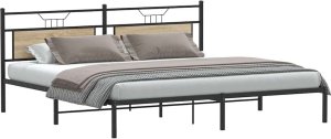 vidaXL Rama łóżka bez materaca Sonoma Oak 193x203 cm Drewno klejone 3