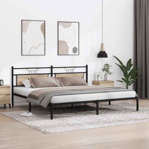vidaXL Rama łóżka bez materaca Sonoma Oak 193x203 cm Drewno klejone 4