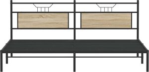 vidaXL Rama łóżka bez materaca Sonoma Oak 193x203 cm Drewno klejone 6