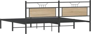 vidaXL Rama łóżka bez materaca Sonoma Oak 193x203 cm Drewno klejone 8