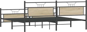 vidaXL Metalowa rama łóżka, bez materaca, dąb sonoma, 200x200 cm 8