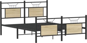vidaXL vidaXL Łóżko bez materaca, dąb sonoma, 150x200 cm 3
