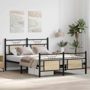 vidaXL vidaXL Łóżko bez materaca, dąb sonoma, 150x200 cm 5
