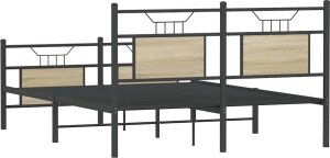 vidaXL vidaXL Łóżko bez materaca, dąb sonoma, 150x200 cm 8