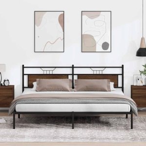 vidaXL Rama łóżka bez materaca Brązowy dąb 193x203 cm Drewno klejone 4