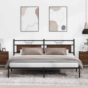 Rama łóżka bez materaca Brązowy dąb 200x200 cm Drewno klejone 4