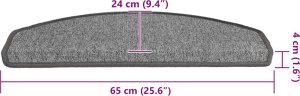 vidaXL Maty na schody 30 szt. Ciemnoszary 65x24x4 cm 8