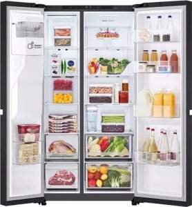 LG Refrigerator | GSLC41EPPE | Energy efficiency class E | Free standing | Side by side | Height 179 cm | Fridge net capacity 420 L | Freezer net capacity 221 L | Display | 36 dB | Black 2