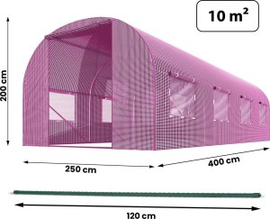 Tunel ogrodowy 2,5 x 4 m (10m2) różowy Plonos 3