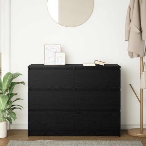 vidaXL Komoda Czarny Dąb 100x35x76 cm Drewno klejone (3328499) 3