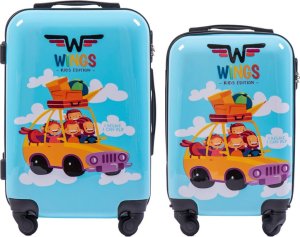 Wings Zestaw walizek dla dzieci z policarbonu CAR 2S+2XS niebieskie 1