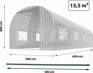 Tunel ogrodowy 3 x 4,5 m (13,5m2) biały Plonos 4