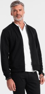 Bawełniana rozpinana męska bluza dresowa bomberka  czarna V5 OM-SSZP-0215 S 4