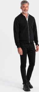 Bawełniana rozpinana męska bluza dresowa bomberka  czarna V5 OM-SSZP-0215 S 5