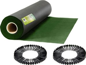 Agrowłóknina ogrodowa 1,6 m x 50 m 90 g/m2 + 100 szpilek Plonos - czarno-zielona 2