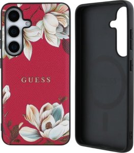 Guess Grained Printed Flower Pattern MagSafe case for Samsung Galaxy S25 fuchsia 11