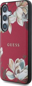 Guess Grained Printed Flower Pattern MagSafe case for Samsung Galaxy S25 fuchsia 2