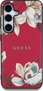 Guess Grained Printed Flower Pattern MagSafe case for Samsung Galaxy S25 fuchsia 3