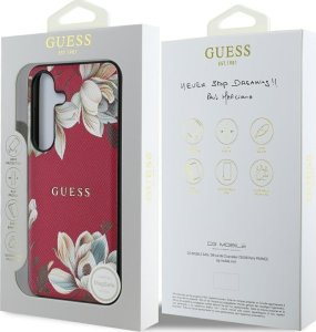 Guess Grained Printed Flower Pattern MagSafe case for Samsung Galaxy S25 fuchsia 8