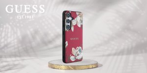Guess Grained Printed Flower Pattern MagSafe case for Samsung Galaxy S25 fuchsia 9