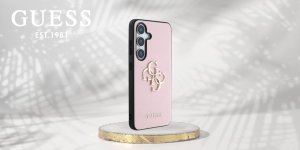 Guess Grained Big 4G Logo Small Classic Logo case for Samsung Galaxy S25 pink 9