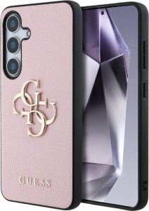 Guess Grained Big 4G Logo Small Classic Logo case for Samsung Galaxy S25 pink 10